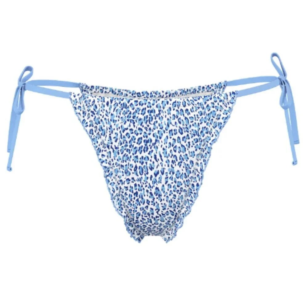 New! Frankie's Bikinis x PINK Blue Reign Thong Bikini Bottom M 1534